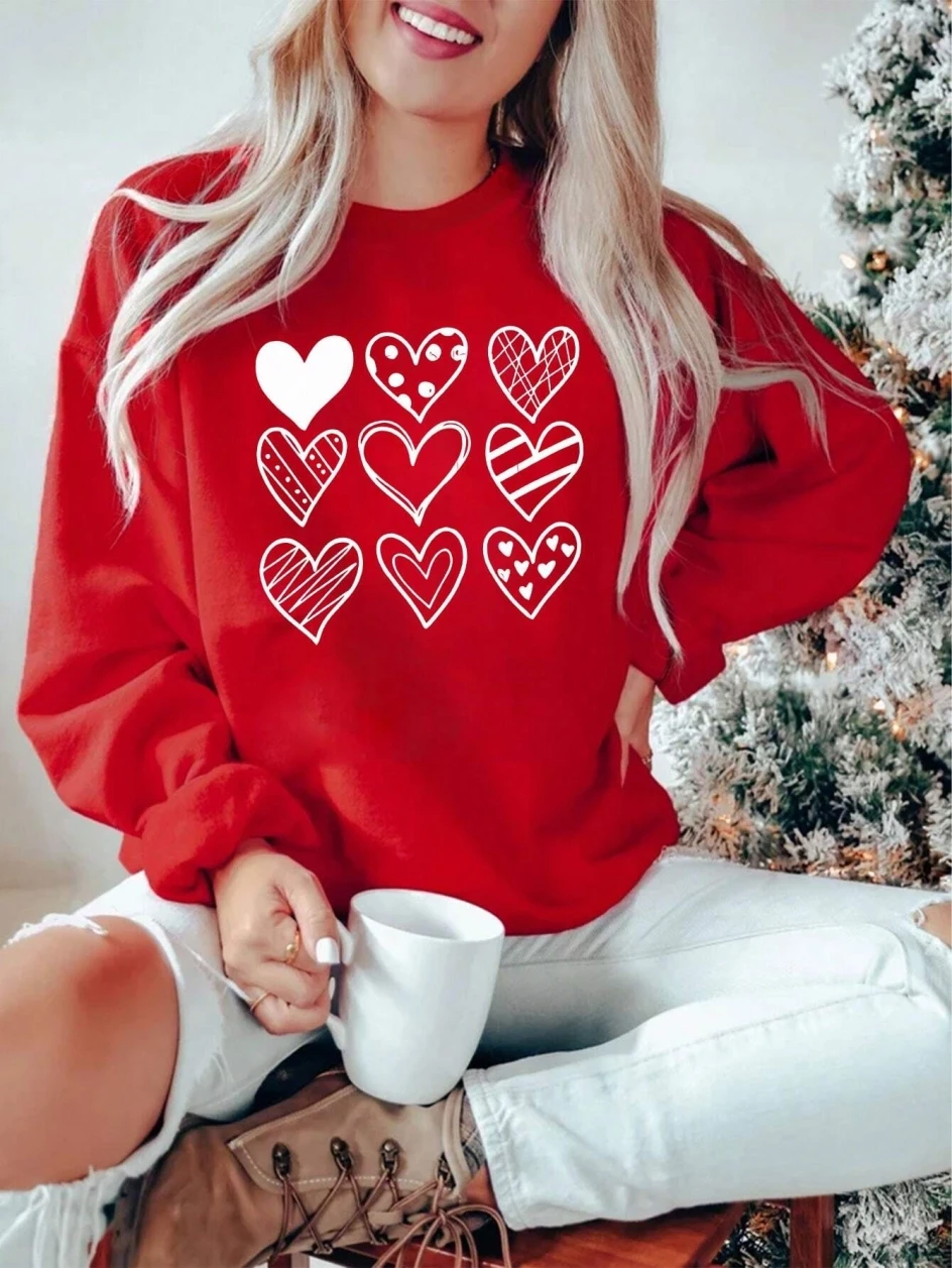 Winter Clothing Drawing - Simple Lines Heart Drawing Printing Women